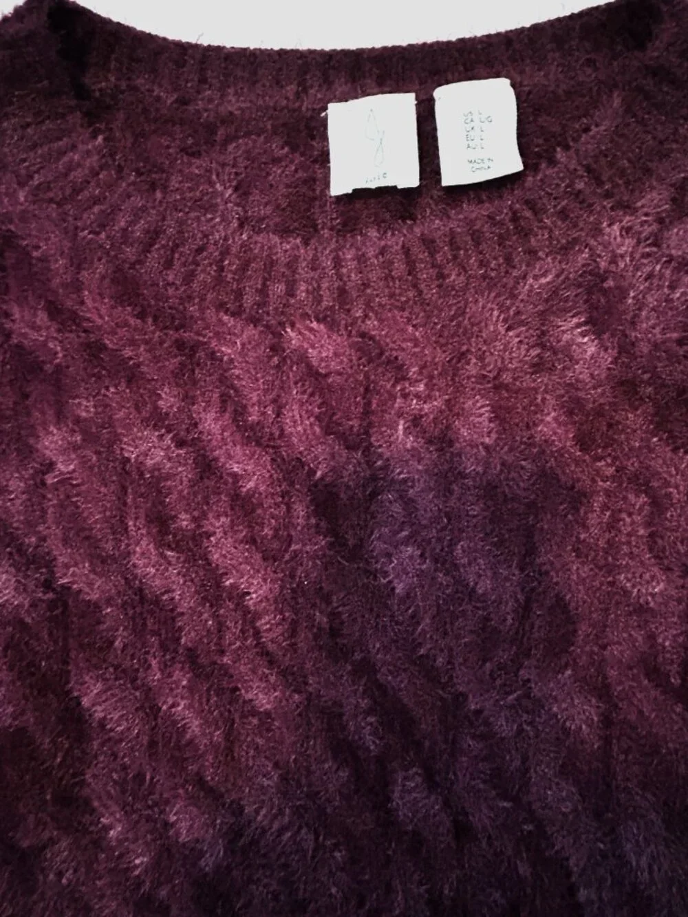 Joie burgundy fuzzy sweater, size L